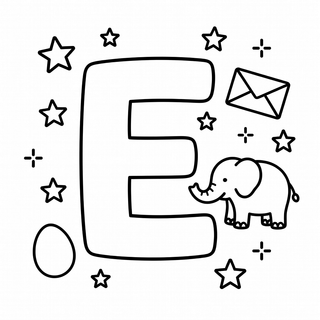 Letter E coloring page