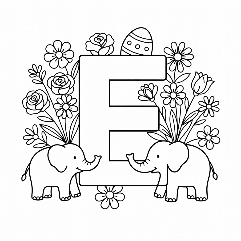Letter E coloring page