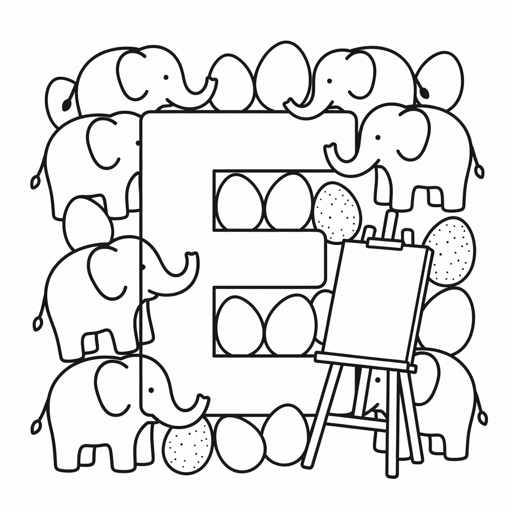 Letter E coloring page