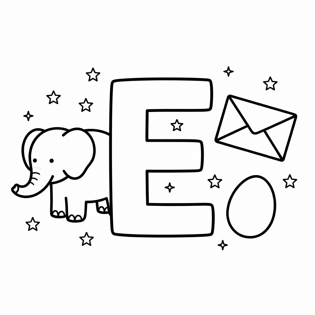 Letter E coloring page