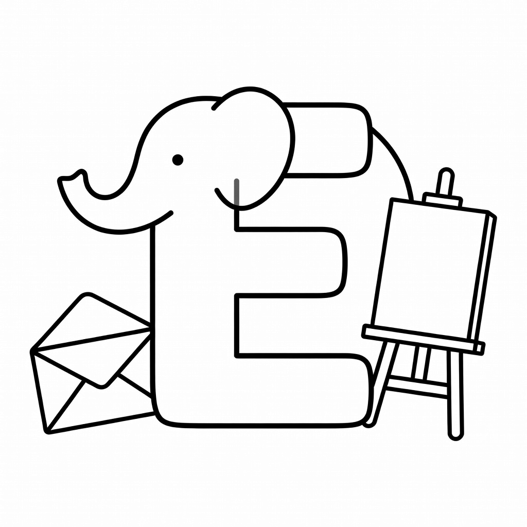 Letter E coloring page