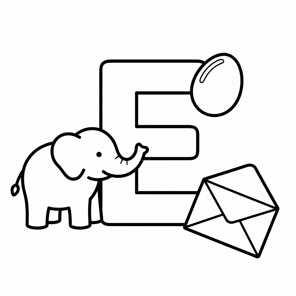 Letter E coloring page