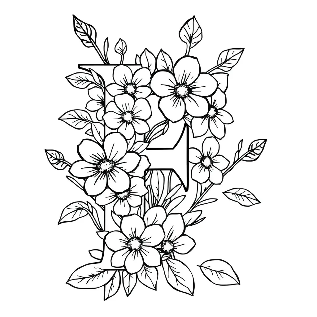 Letter F coloring page
