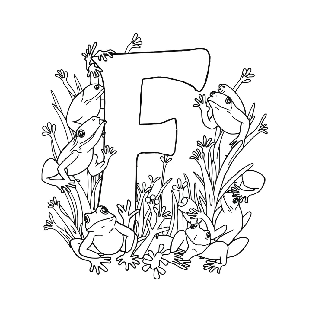 Letter F coloring page