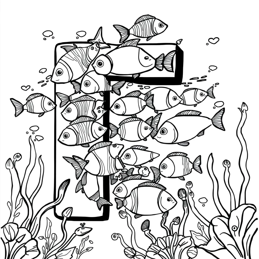 Letter F coloring page