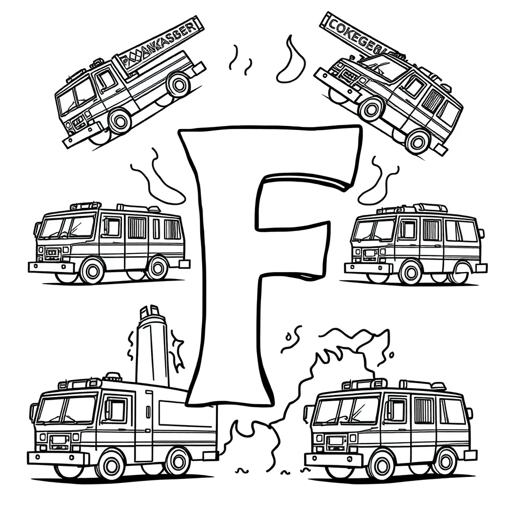 Letter F coloring page