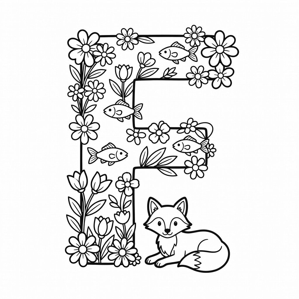 Letter F coloring page
