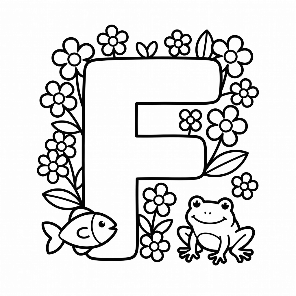 Letter F coloring page