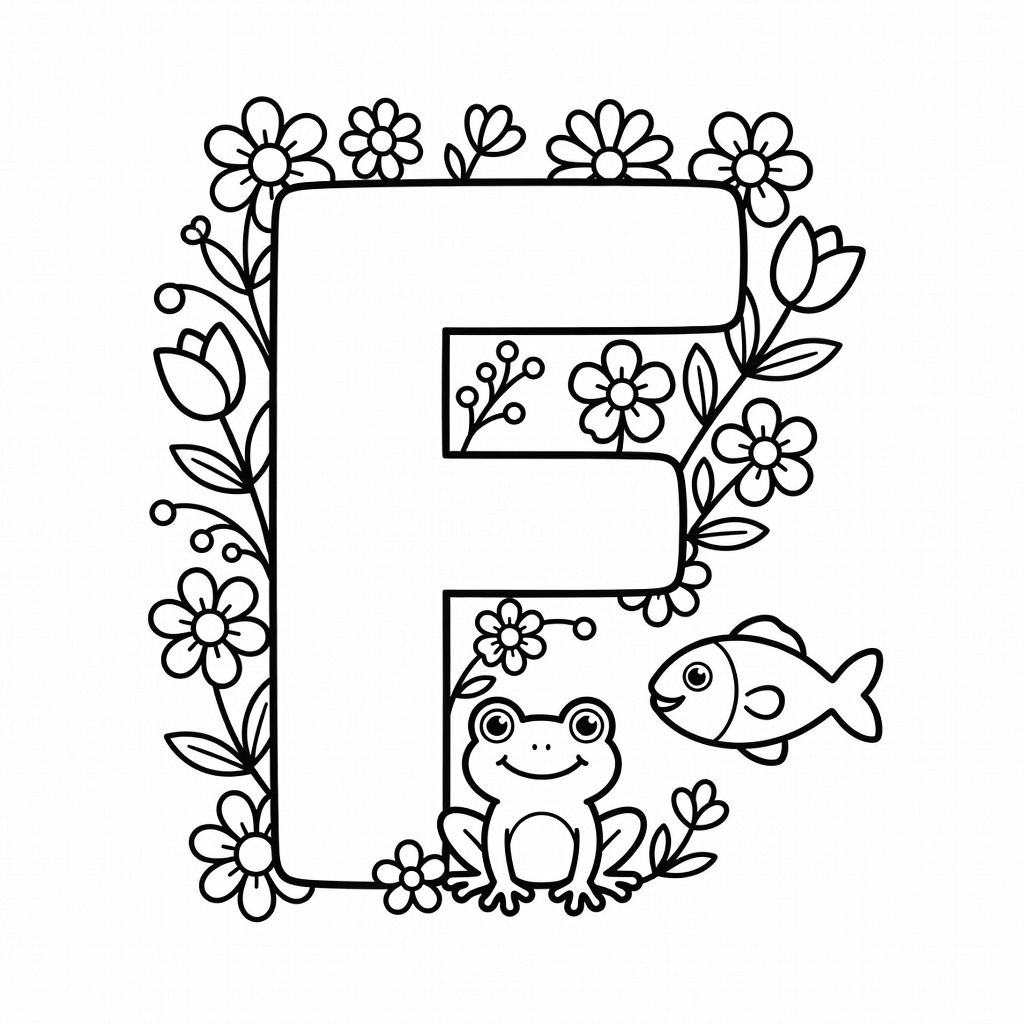 Letter F coloring page