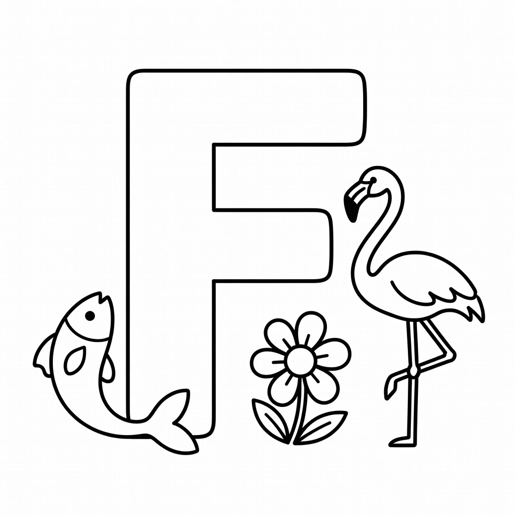 Letter F coloring page