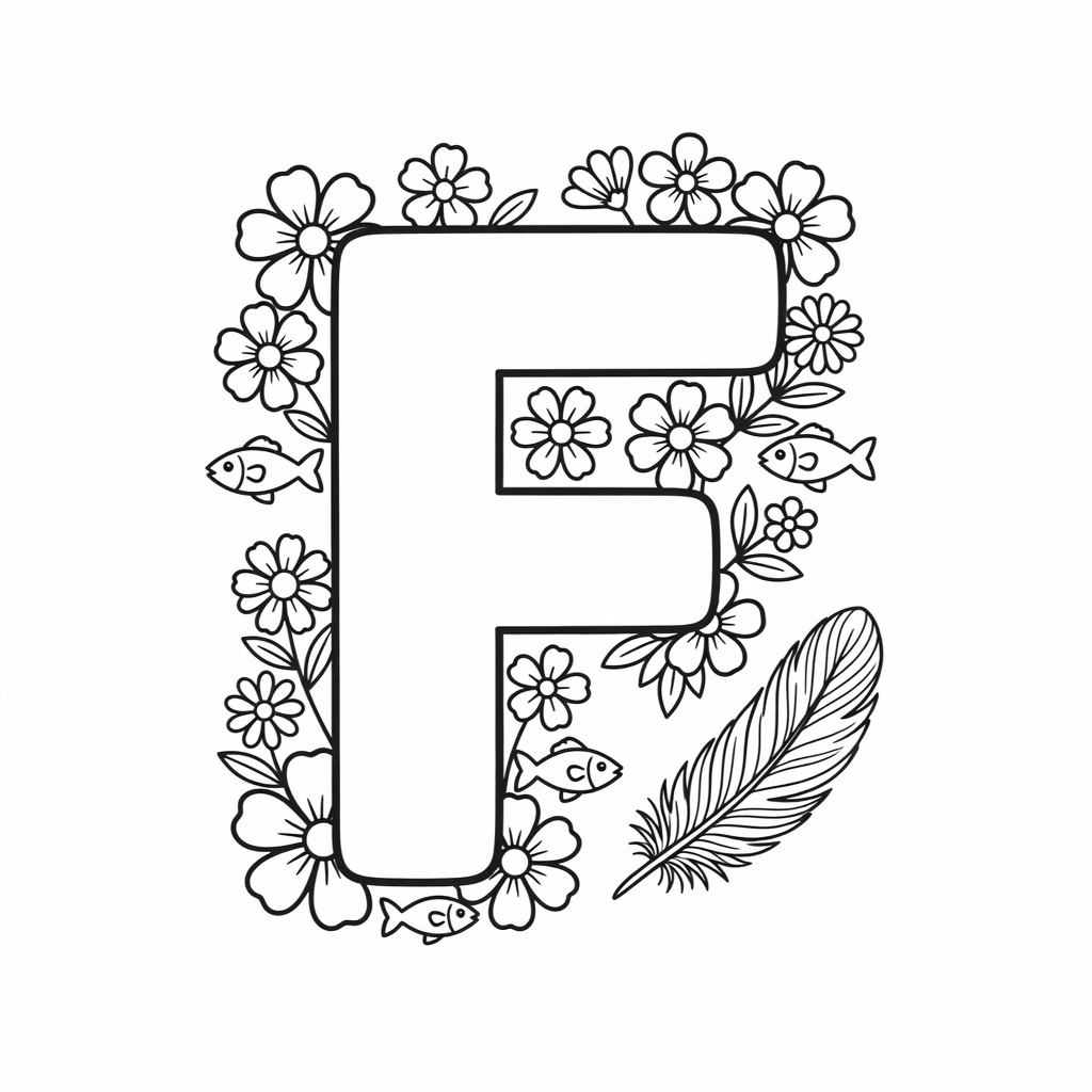Letter F coloring page