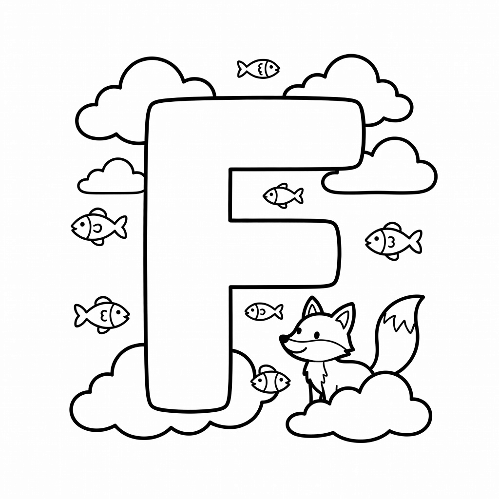 Letter F coloring page
