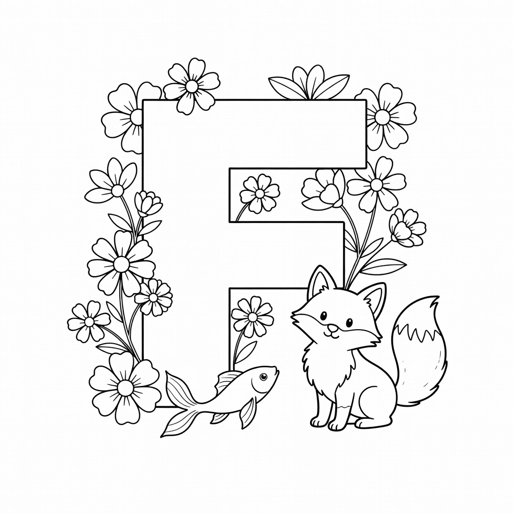 Letter F coloring page