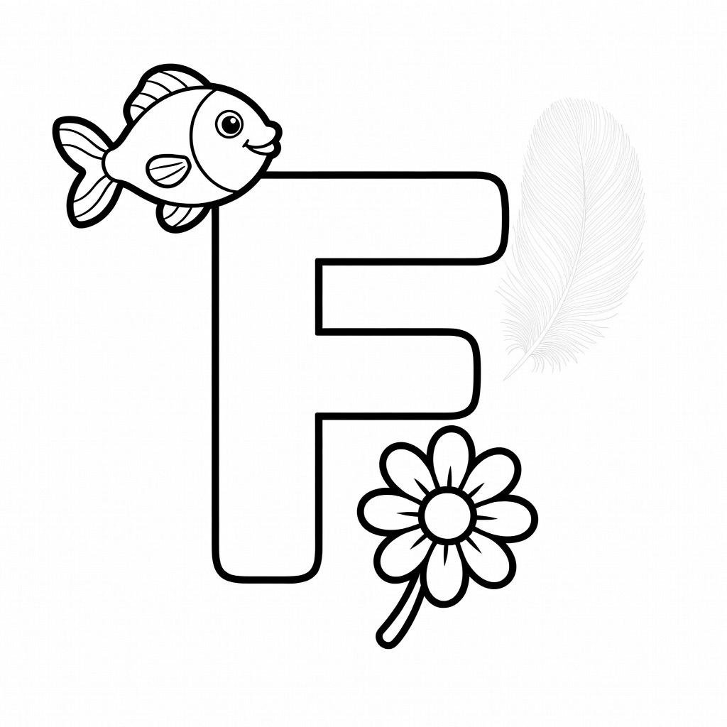 Letter F coloring page
