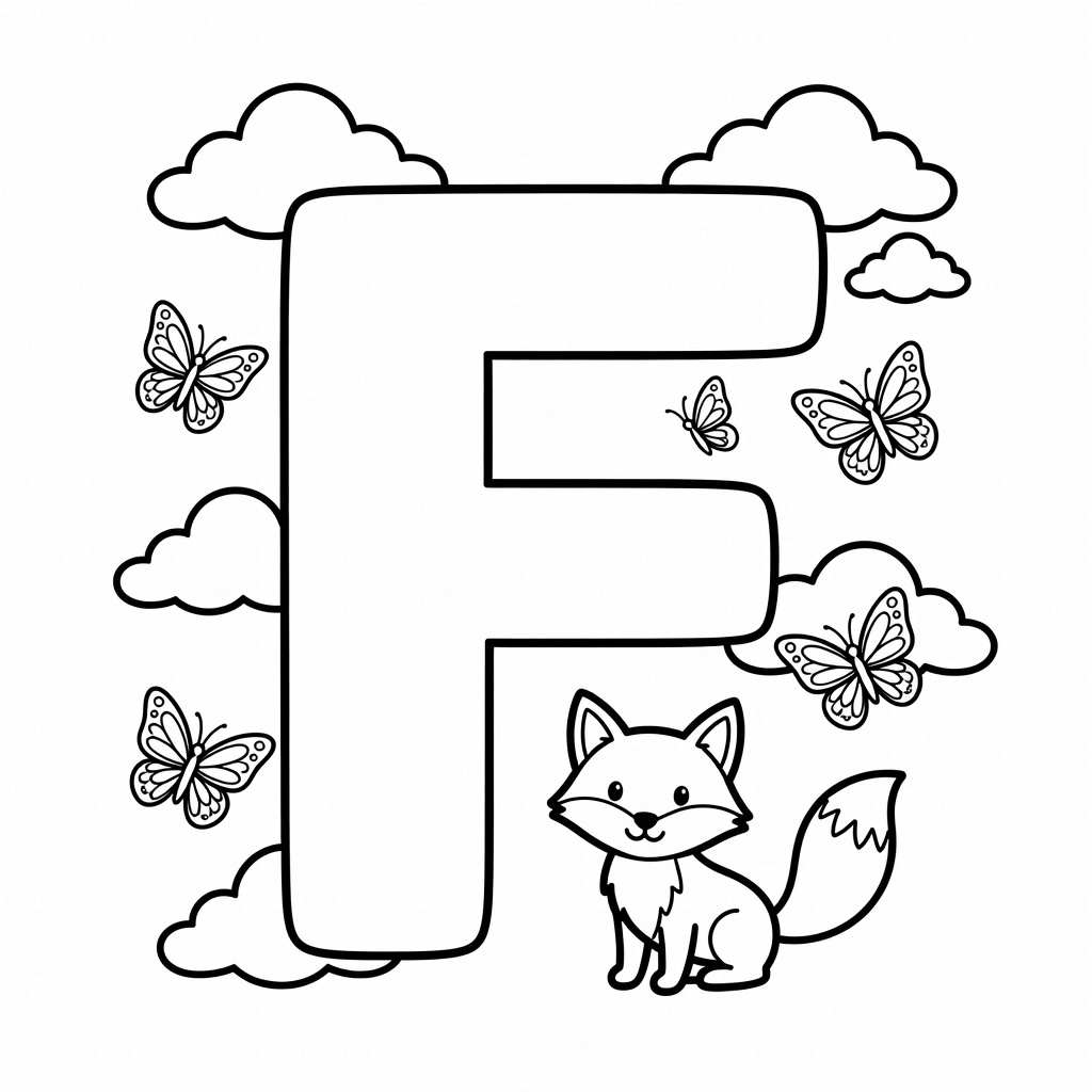 Letter F coloring page