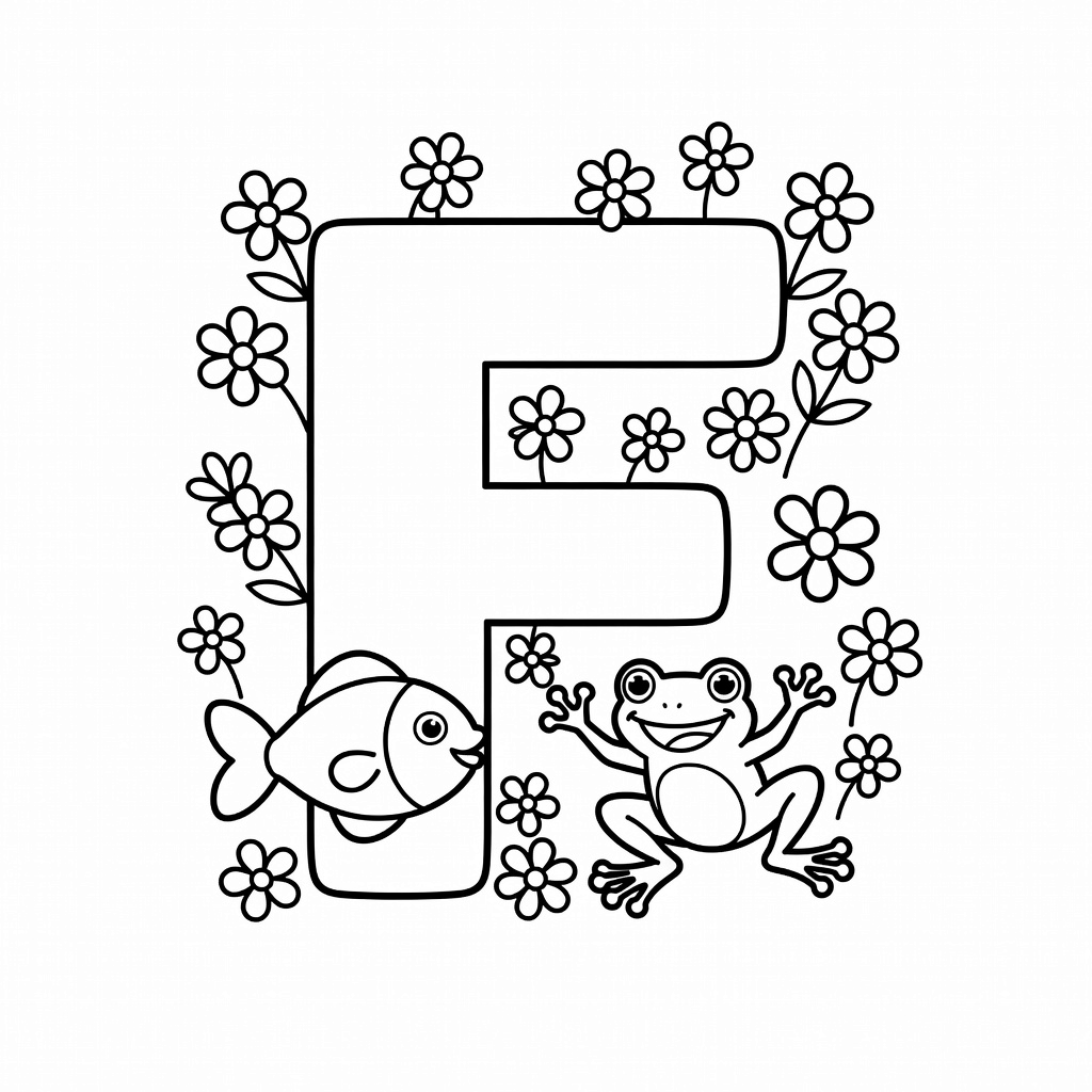 Letter F coloring page