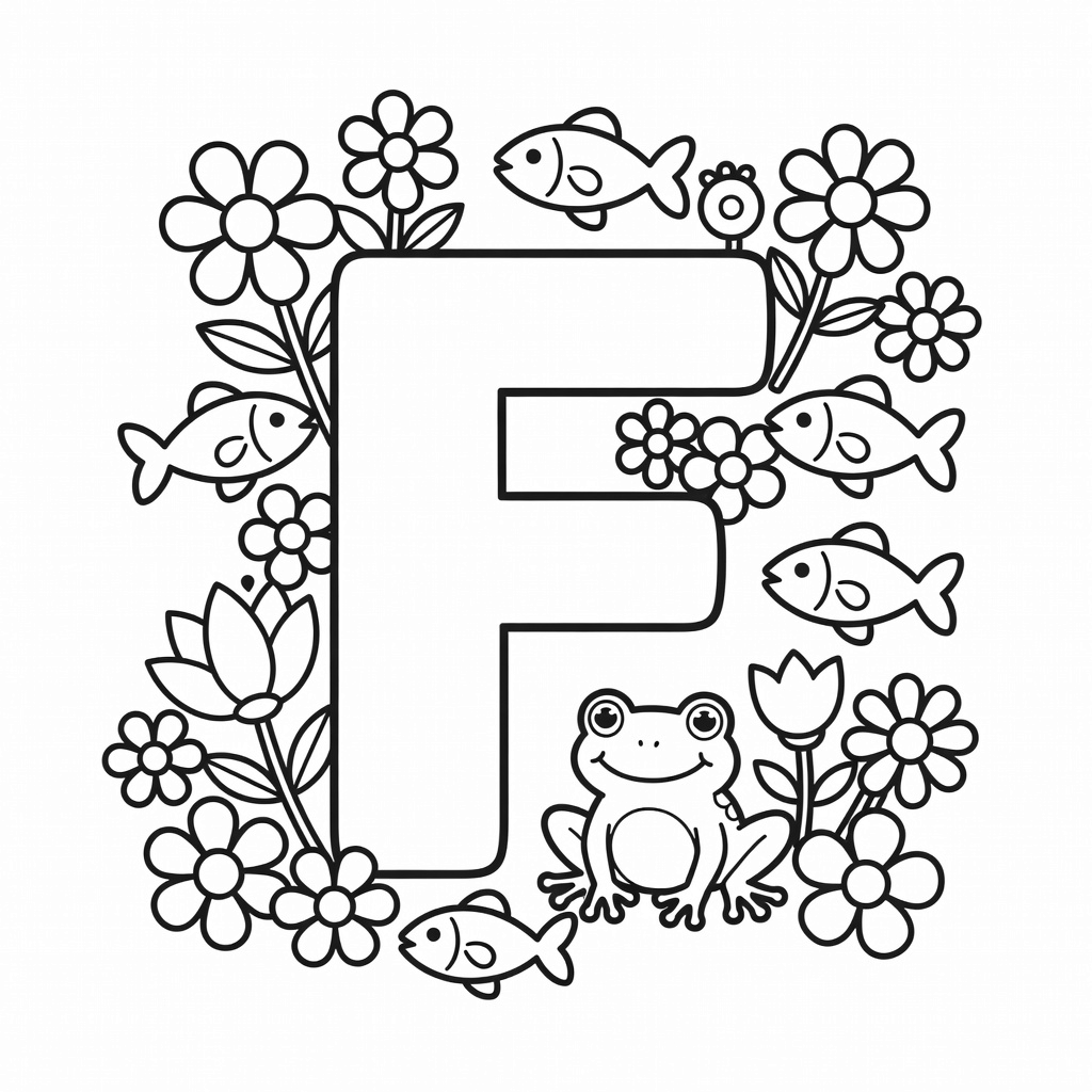 Letter F coloring page