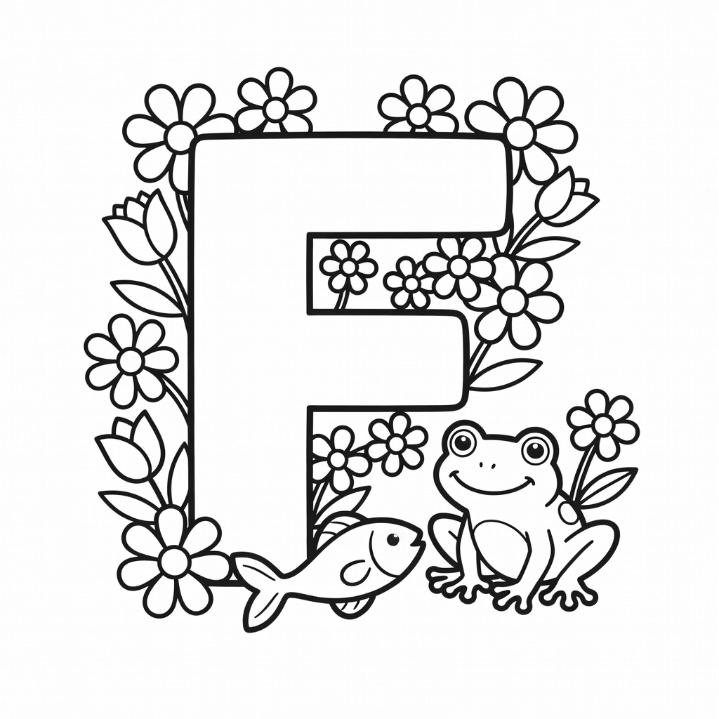 Letter F coloring page