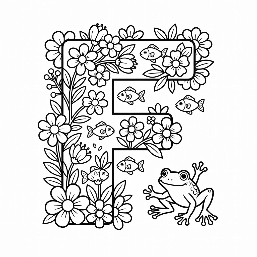 Letter F coloring page