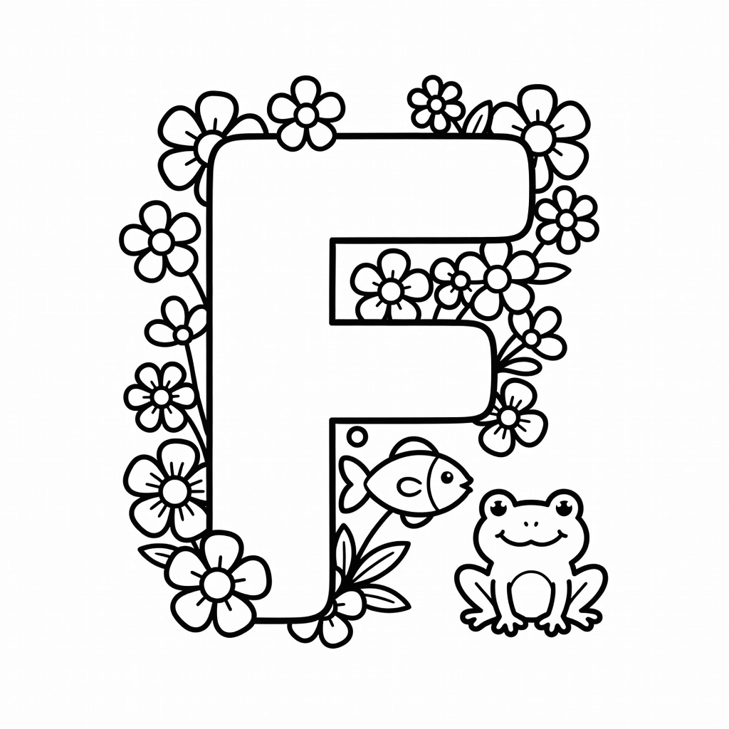 Letter F coloring page