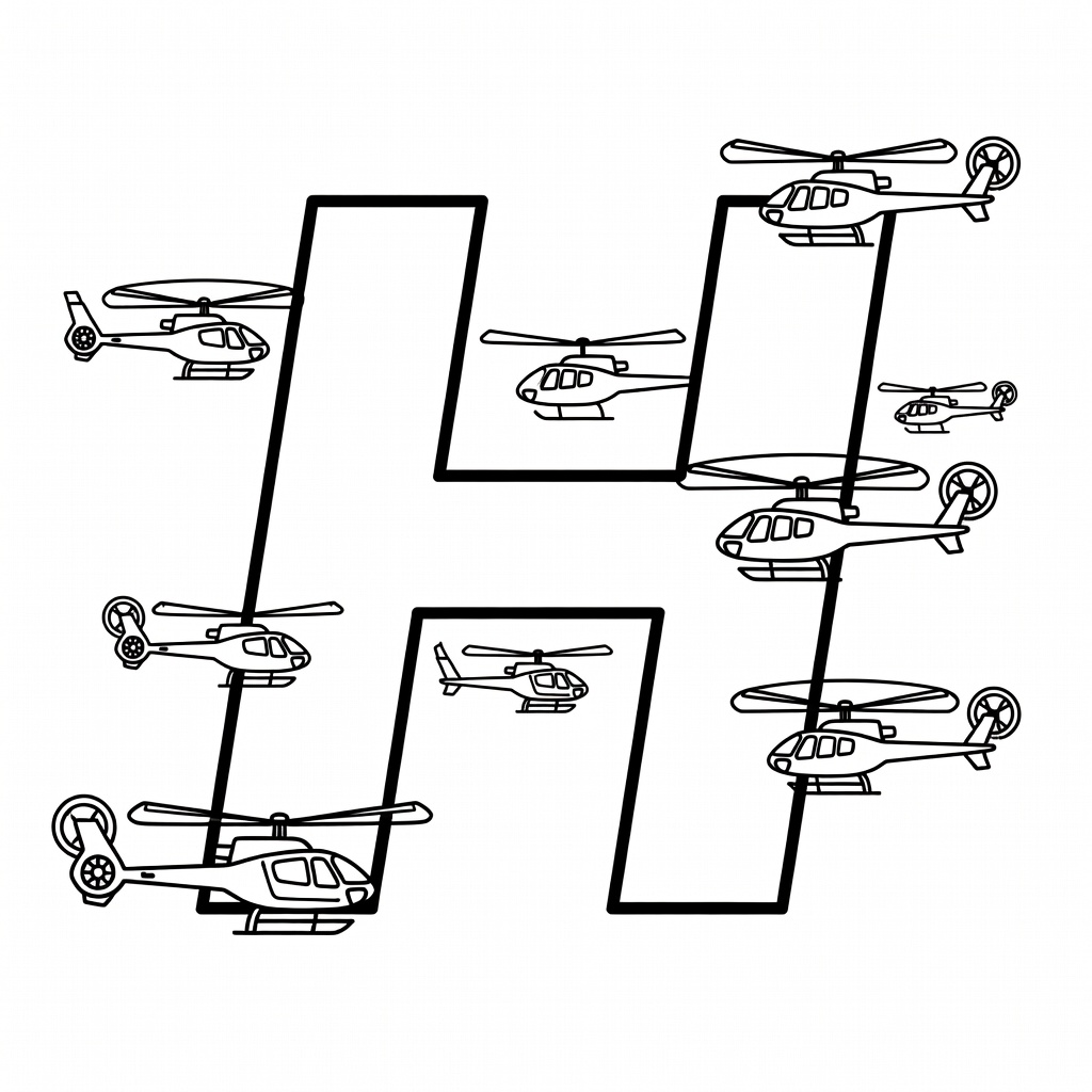 Letter H coloring page