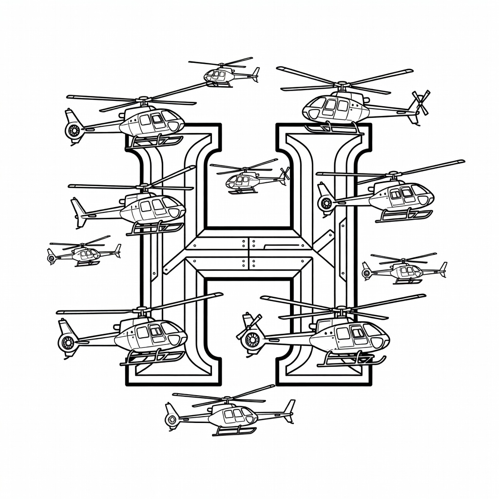 Letter H coloring page