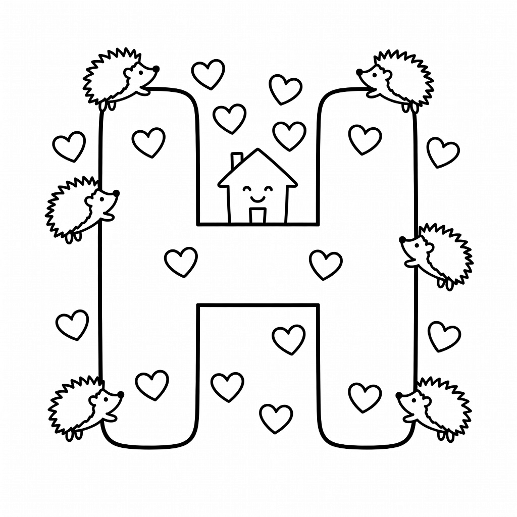 Letter H coloring page