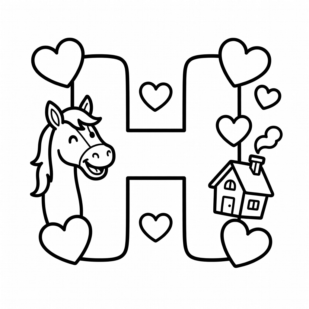 Letter H coloring page