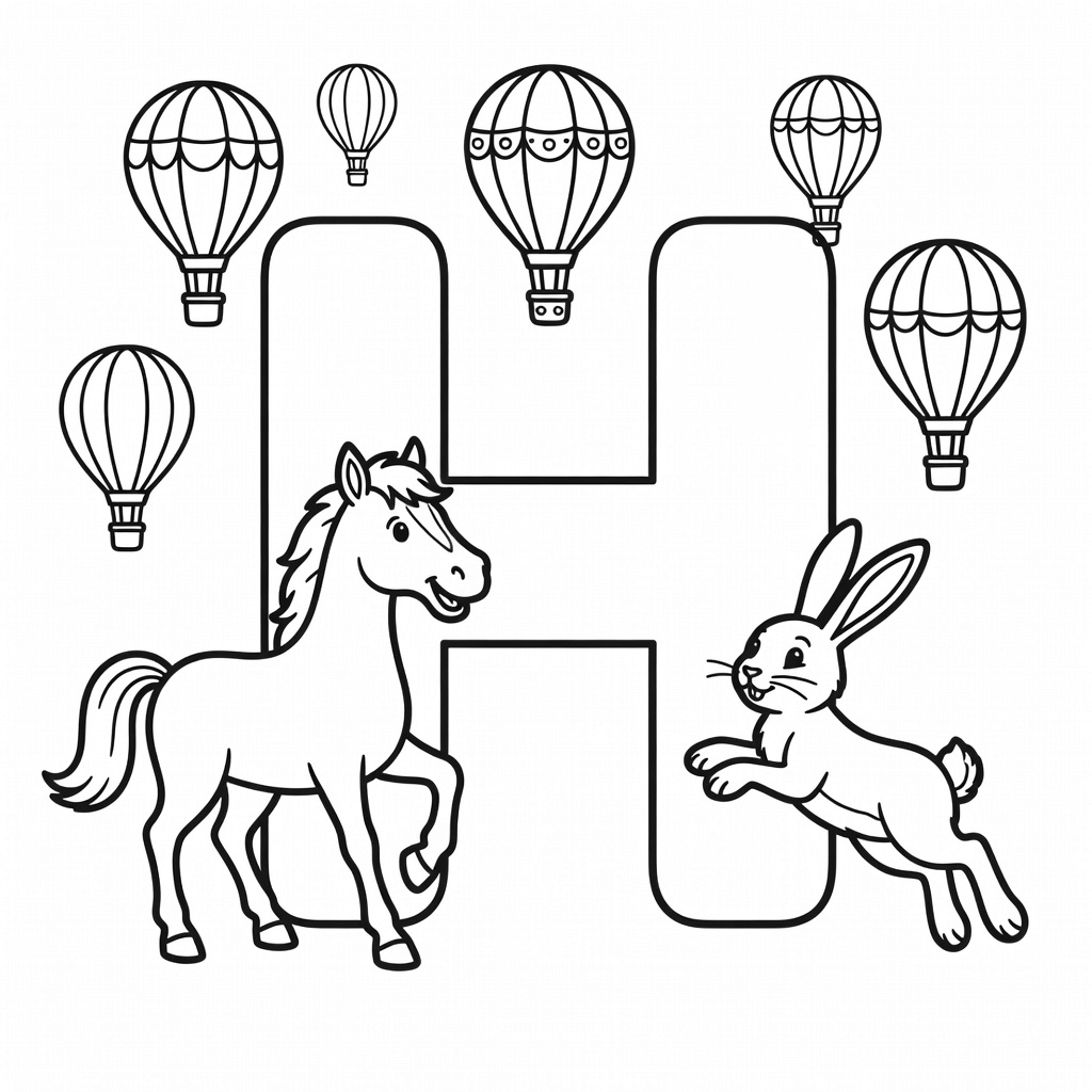 Letter H coloring page