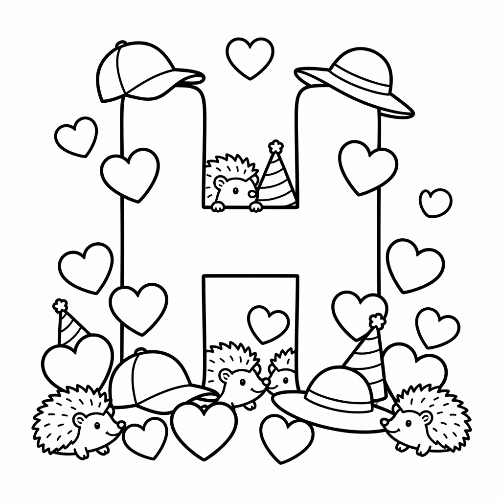 Letter H coloring page