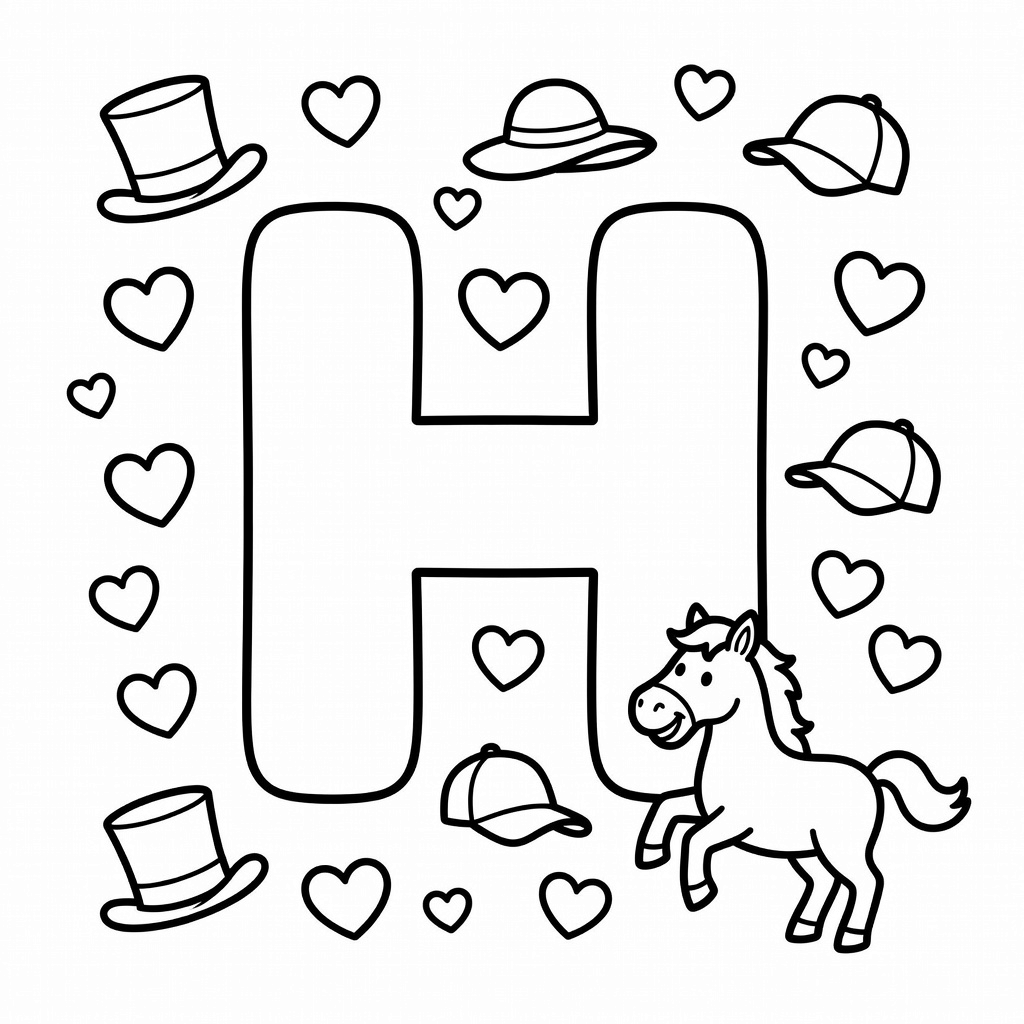 Letter H coloring page