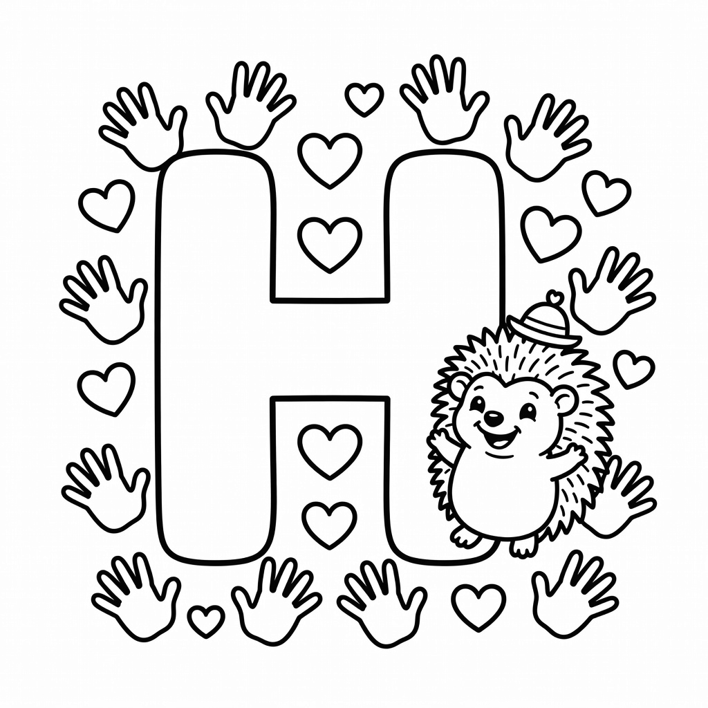 Letter H coloring page