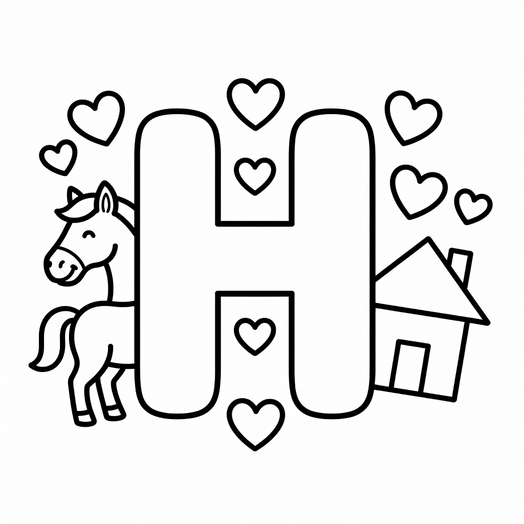 Letter H coloring page