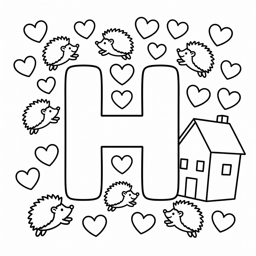 Letter H coloring page