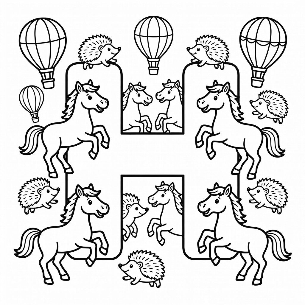 Letter H coloring page