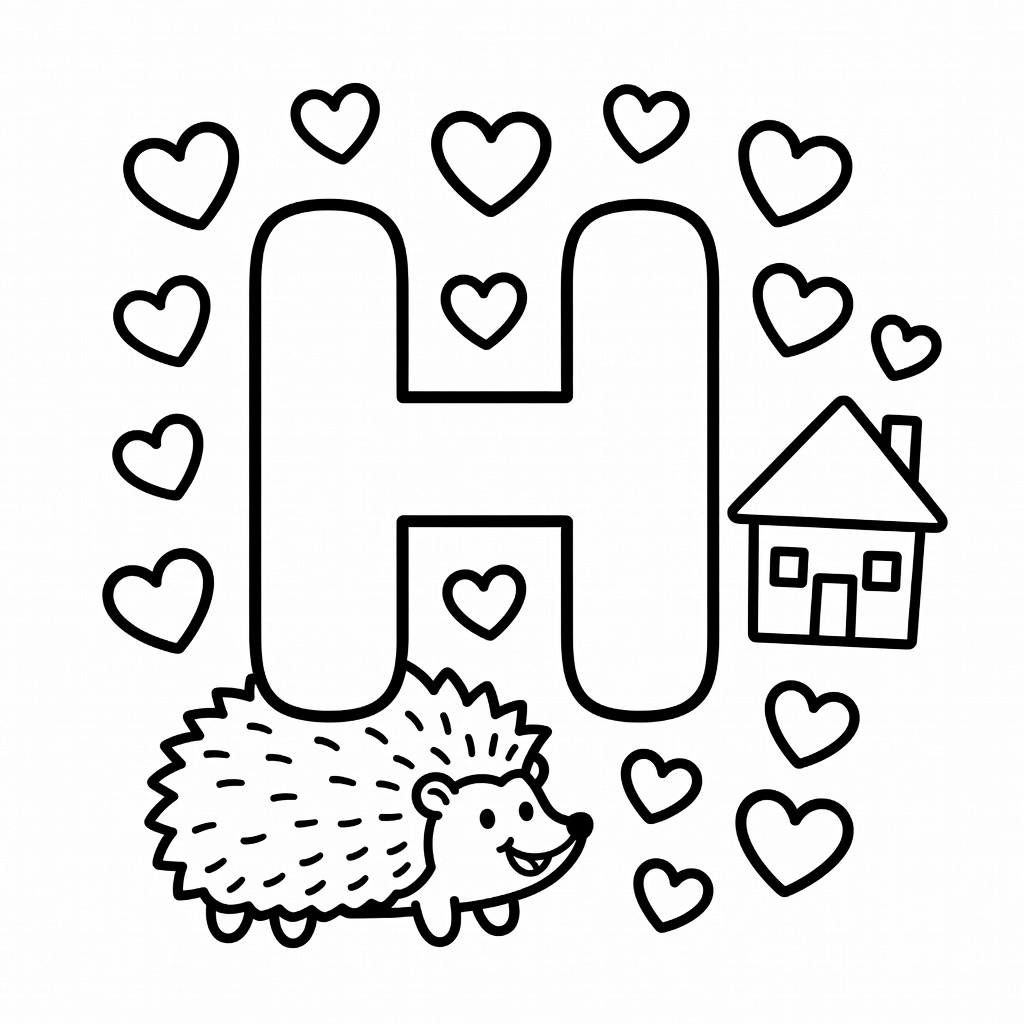 Letter H coloring page