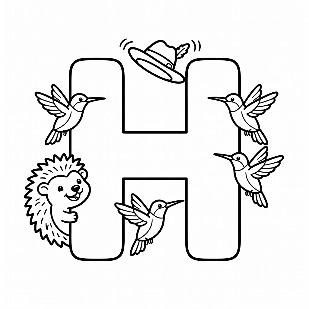 Letter H coloring page