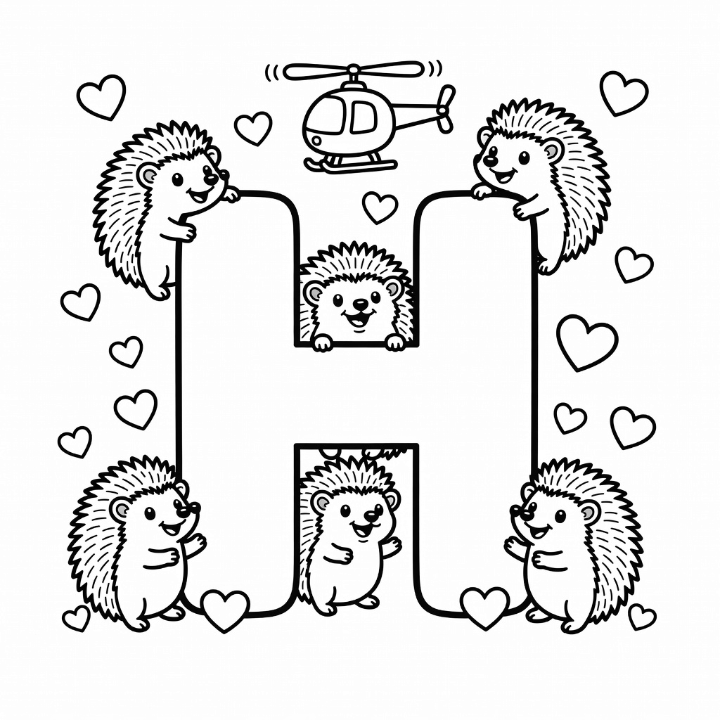 Letter H coloring page