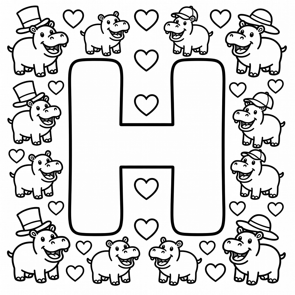 Letter H coloring page
