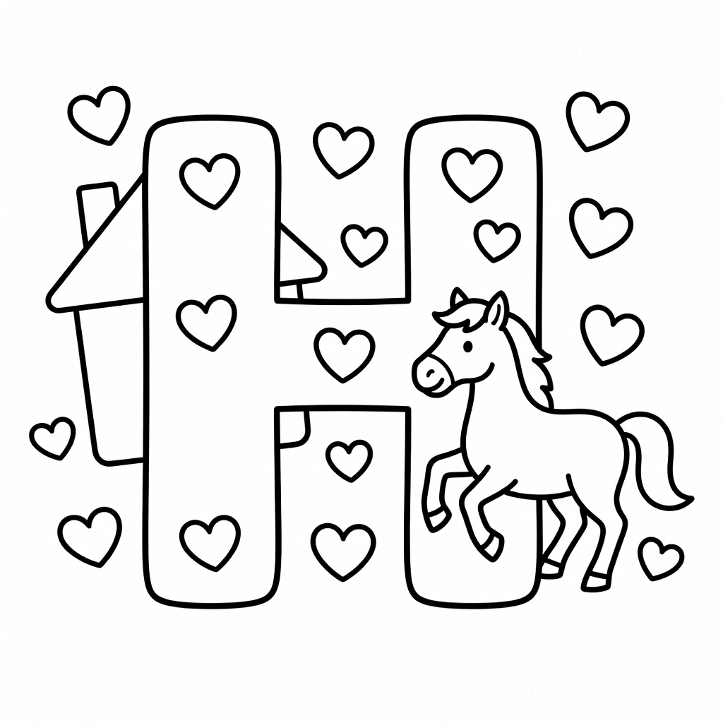 Letter H coloring page