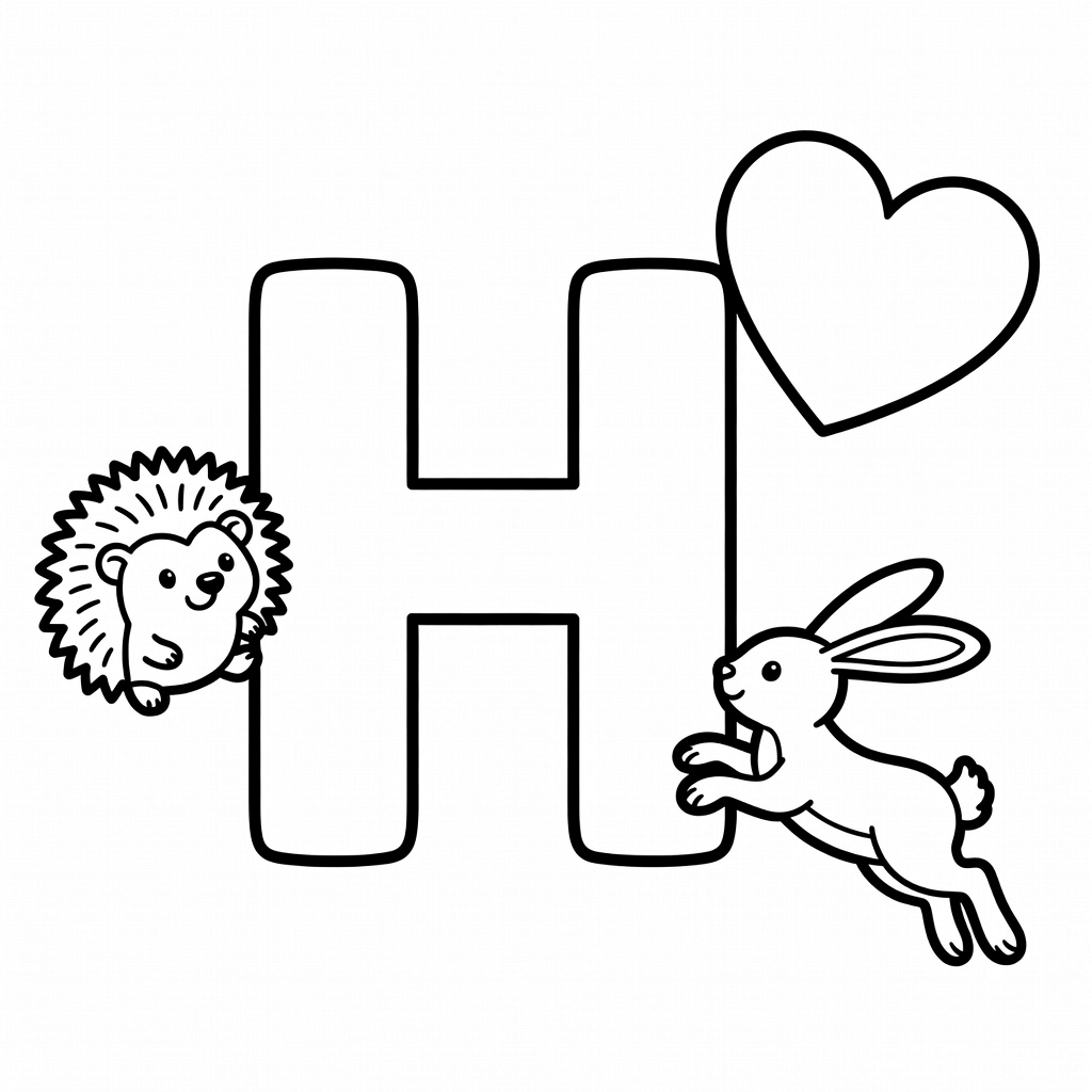 Letter H coloring page