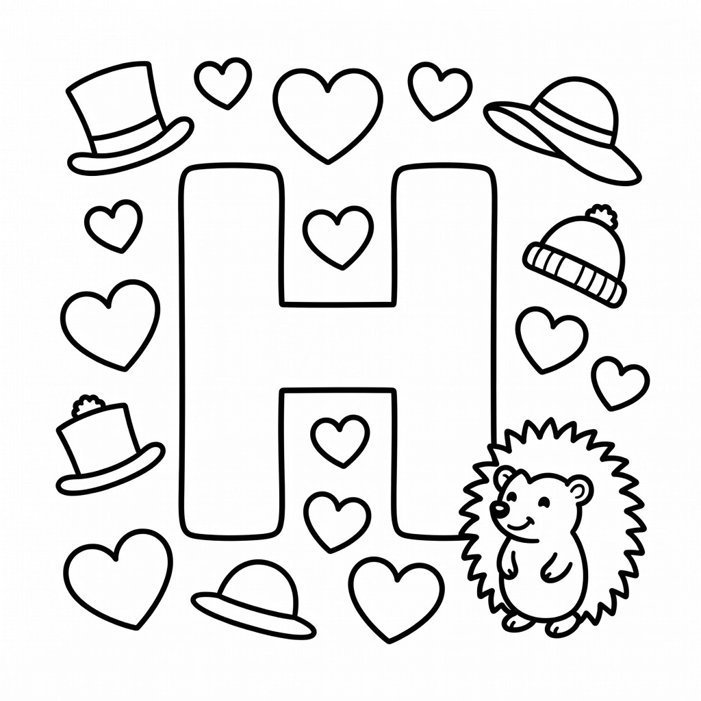 Letter H coloring page