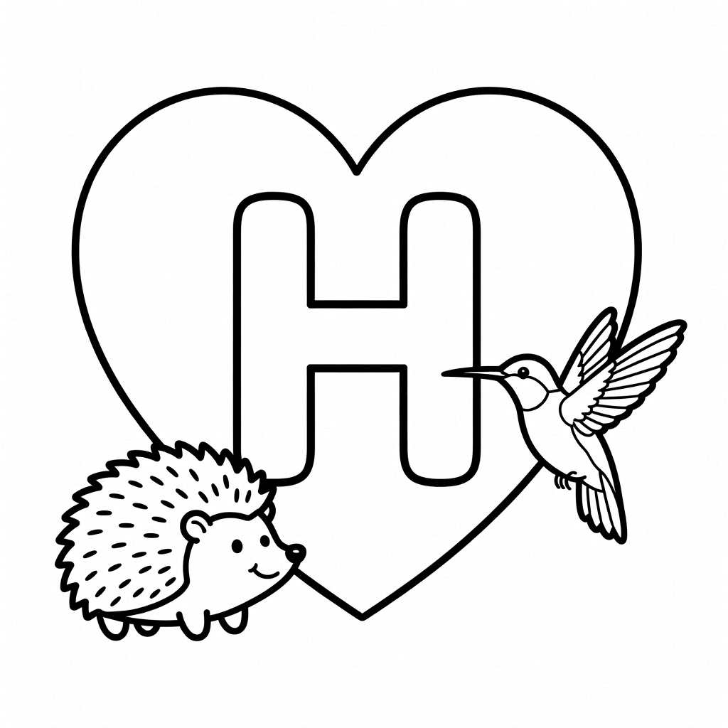 Letter H coloring page
