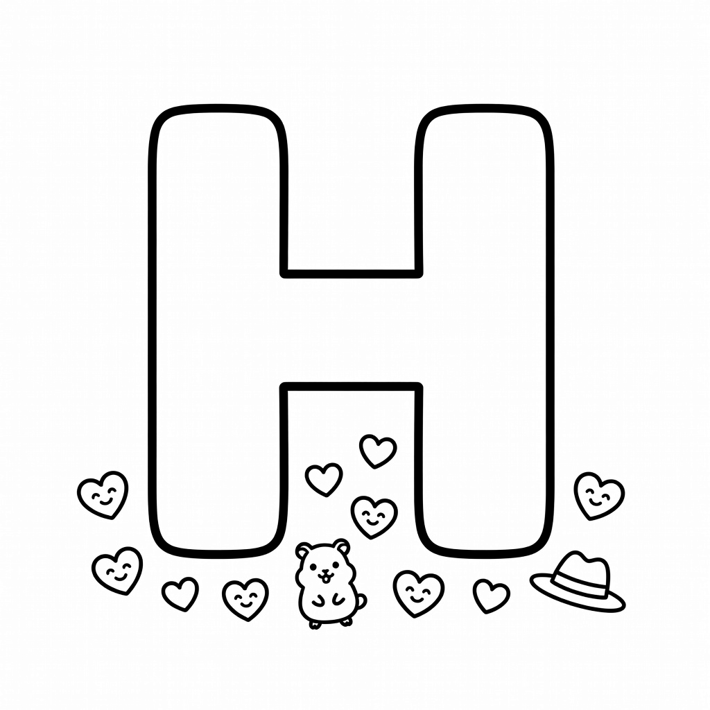 Letter H coloring page