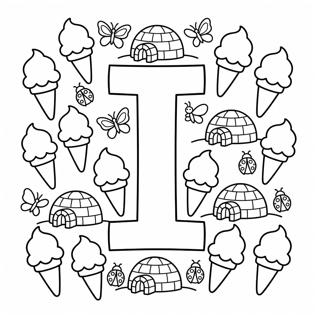 Letter I coloring page