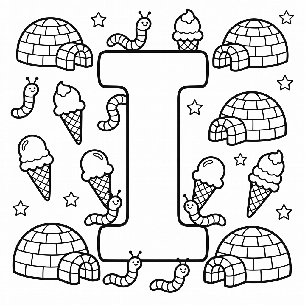 Letter I coloring page