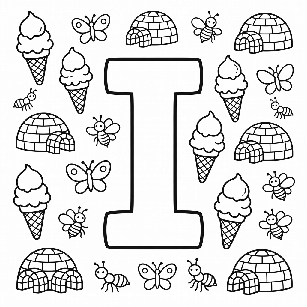 Letter I coloring page