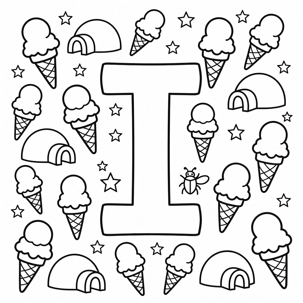 Letter I coloring page