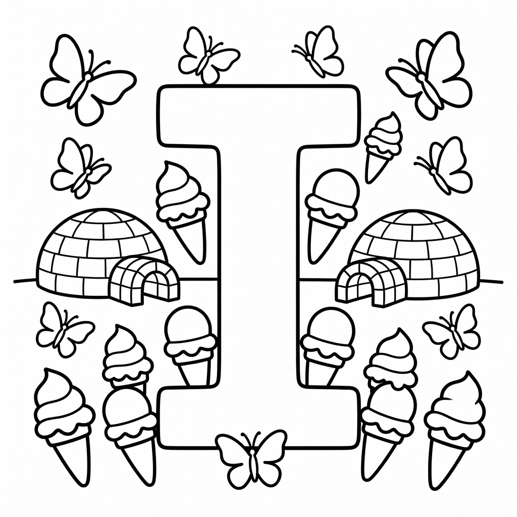 Letter I coloring page