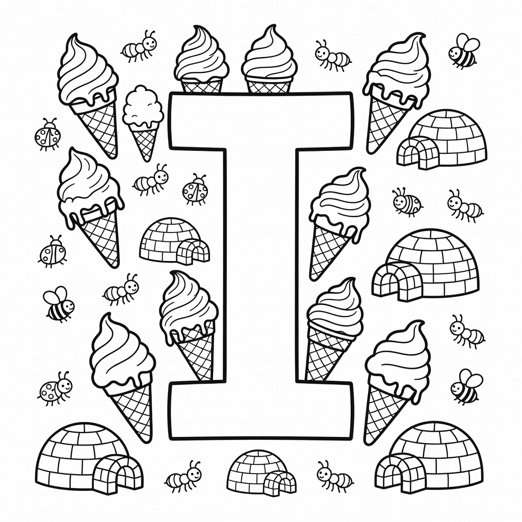 Letter I coloring page